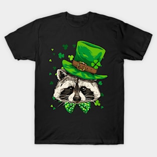 Raccoon Leprechaun St Patricks Day Shamrock T-Shirt